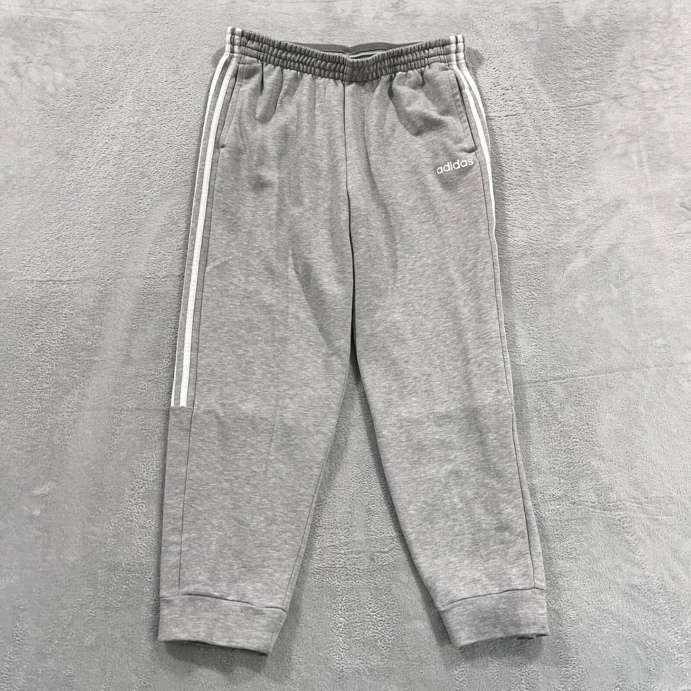 Adidas Climalite Sweatpants Mens XL Gray Running White‎ Stripes Y2K Tapered